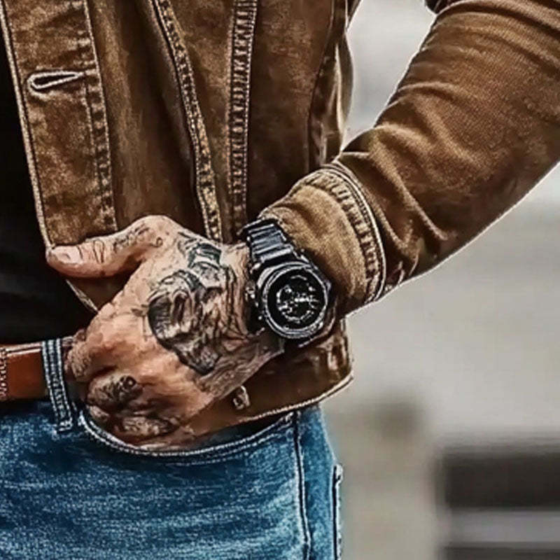 Men's Vintage Distressed Washed Denim Jacket