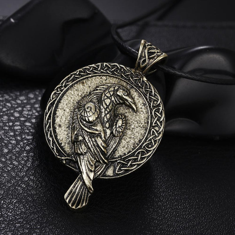 Vintage Casual Ancient Celtic Raven Viking Necklace
