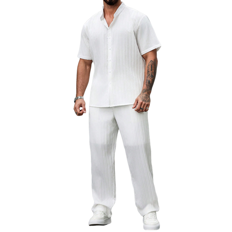 Men's Spring Summer Fashion Casual Cool Short Sleeve Shirt Style Long Set