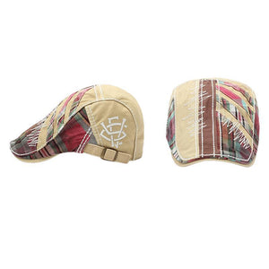Men's Retro Stitching Plaid Beret Hat