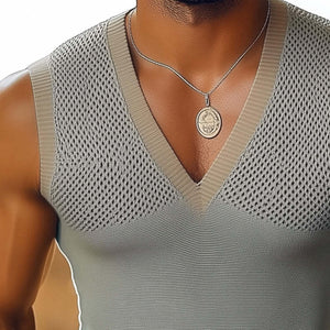 Men's Summer Basic V-neck Thin Slim Tank Top