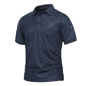 CAMISETA POLO TÁCTICA DE CAMUFLAJE TÁCTICO PARA HOMBRE DE MANGA CORTA, ELÁSTICA, AJUSTE AJUSTADO, DE SECADO RÁPIDO, PARA EXTERIORES
