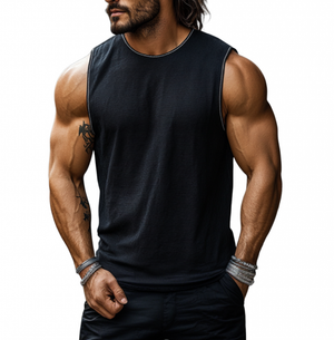 Men's Casual Waffle Crew Neck Loose Tank Top