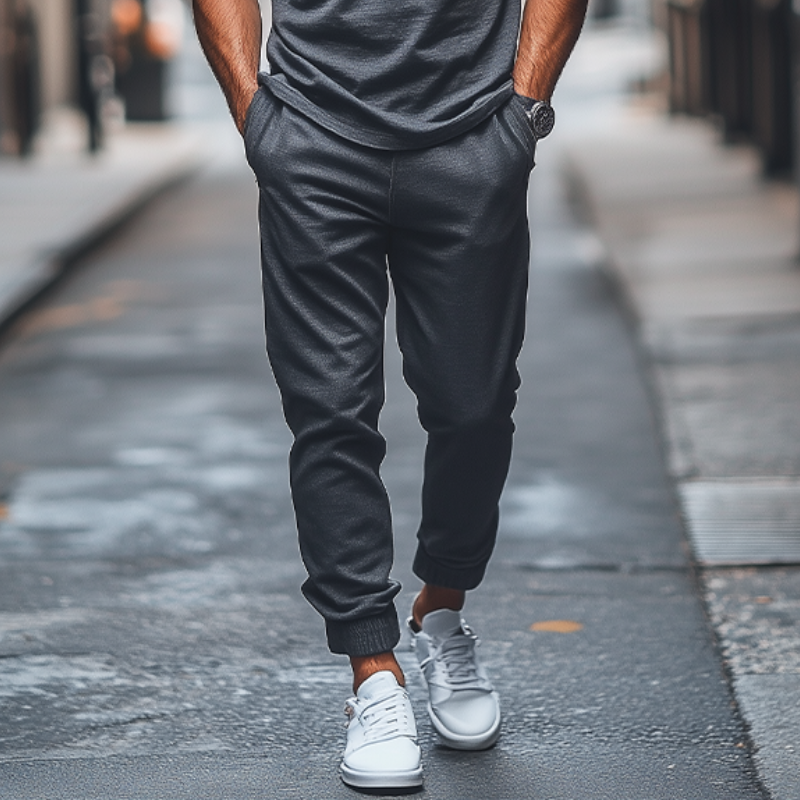 Men's Spring Fashion Casual Loose Bamboo Cotton Blended T-shirt Cambered Casual Pants Set