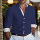 Men's Printed Colorblock Lapel Long Sleeve Shirt