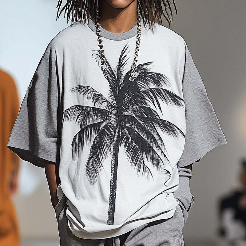 Camiseta estampada informal de manga corta de moda de primavera para hombre