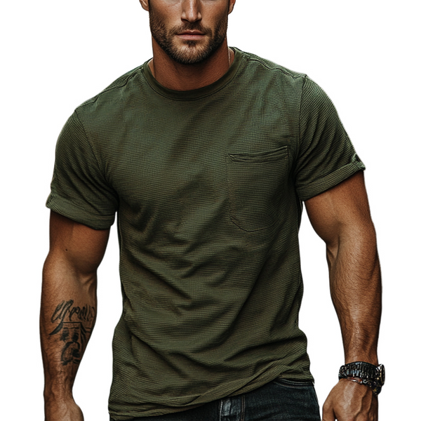 Men's Waffle Crew Neck Short Sleeve T-Shirt MTA0157D1X