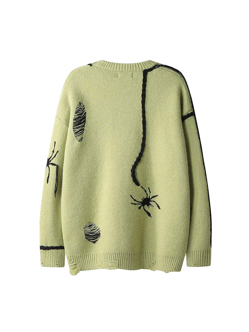 Spider Distressed Oversized Sweater