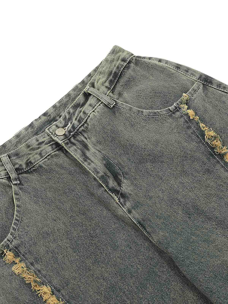 Distressed Raw Edge Baggy Jeans