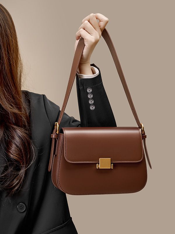 HIGH END AND NICHE DESIGN UNDERARM BAG, GENUINE LEATHER WOMEN'S BAG