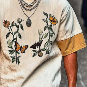 Camiseta de manga corta con cuello redondo y estampado para hombre