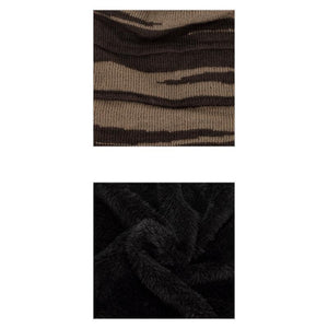 Men's Retro Colorblock Jacquard Plush Lining Warm Knitted Hat