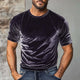 Men's Vintage Velvet Round Neck Short Sleeve T-Shirt
