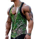 Sexy Patchwork-Tanktop mit U-Ausschnitt und Leopardenmuster für Herren