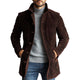 Men's Casual Solid Suede Single Breasted Mid-Length Coat
