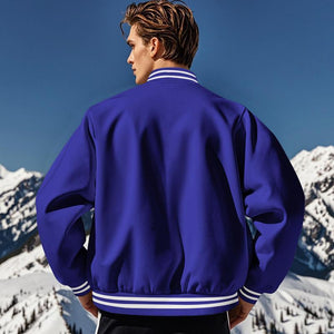 Lässige Fleece-Sport-Baseballjacke mit Stehkragen für Herren