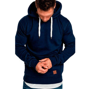 Men's Casual Solid Color Long Sleeve Hooded Sweatshirt