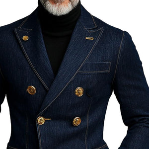 Blazer cruzado de mezclilla de moda para hombre