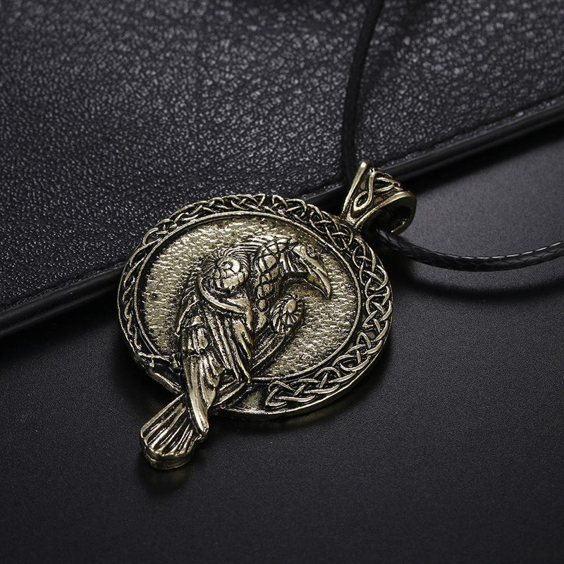 Vintage Casual Ancient Celtic Raven Viking Necklace