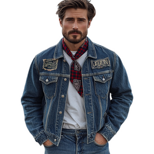 Dunkelblaue Vintage-Jeansjacke für Herren