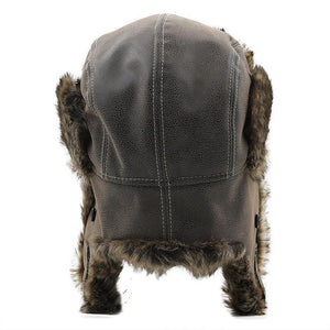 Gorro de cuero grueso y cálido con protección para los oídos para hombre