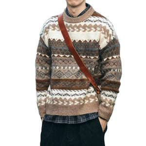 Suéter de manga larga con cuello redondo y jacquard Fair Isle para hombre