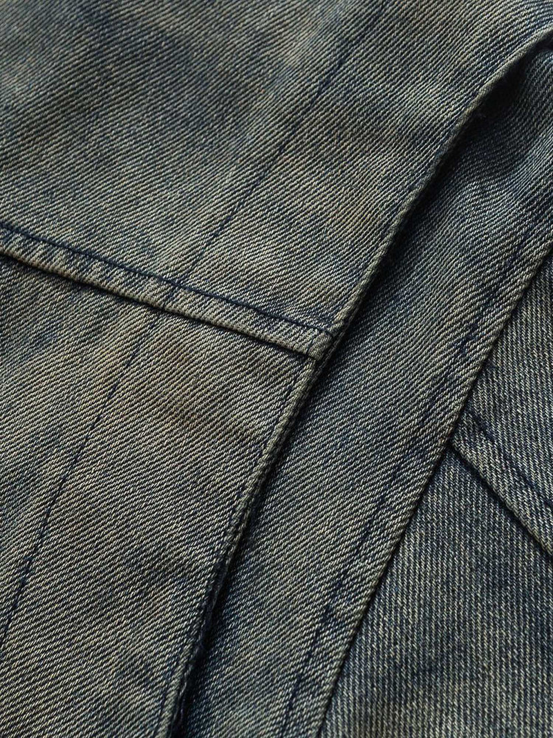 High Street Hip-Hop-Jeansjacke im Used-Look 