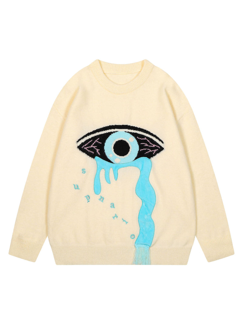 Tear Eye Knit Crew Neck Sweater