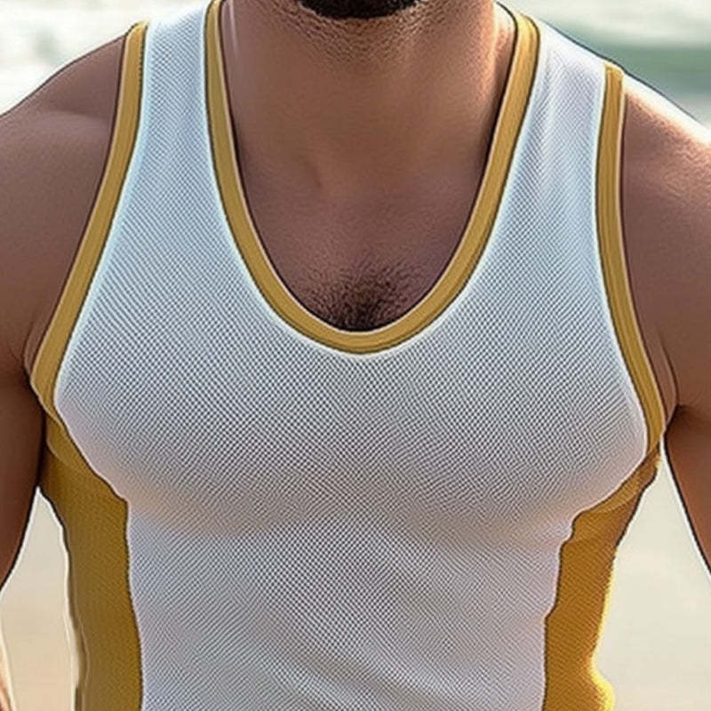 Hautfreundliches, atmungsaktives, farblich passendes, schmales Tanktop für Herren im Sommer