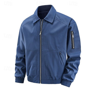 Chaqueta ligera para hombre, chaqueta bomber, chaqueta informal, para uso diario, para vacaciones, resistente al uso, con bolsillo, para primavera y otoño, lisa, moderna, clásica, con solapa, regular, negra, blanca, azul rey, morada y café.