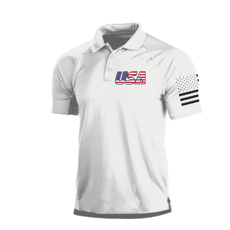 USA FLAG RAGLAN GRAPHIC POLO SHIRT