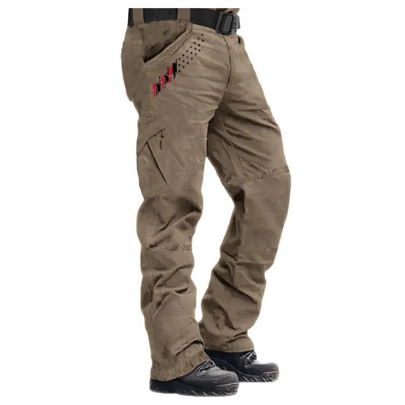 USA FLAG ZIPPER MULTI POCKETS CARGO PANTS(NO BELT)