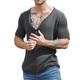 Camiseta informal de punto de manga corta con cuello en V y color liso para hombre