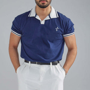 Men's Contrast Color Sports Short Sleeve POLO Shirt