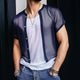 Herren Retro Casual Mesh Cropped Button Kurzarmhemd