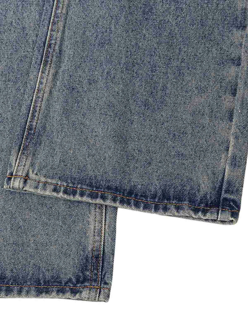 Distressed Washed Ink Splashed Straight Jeans