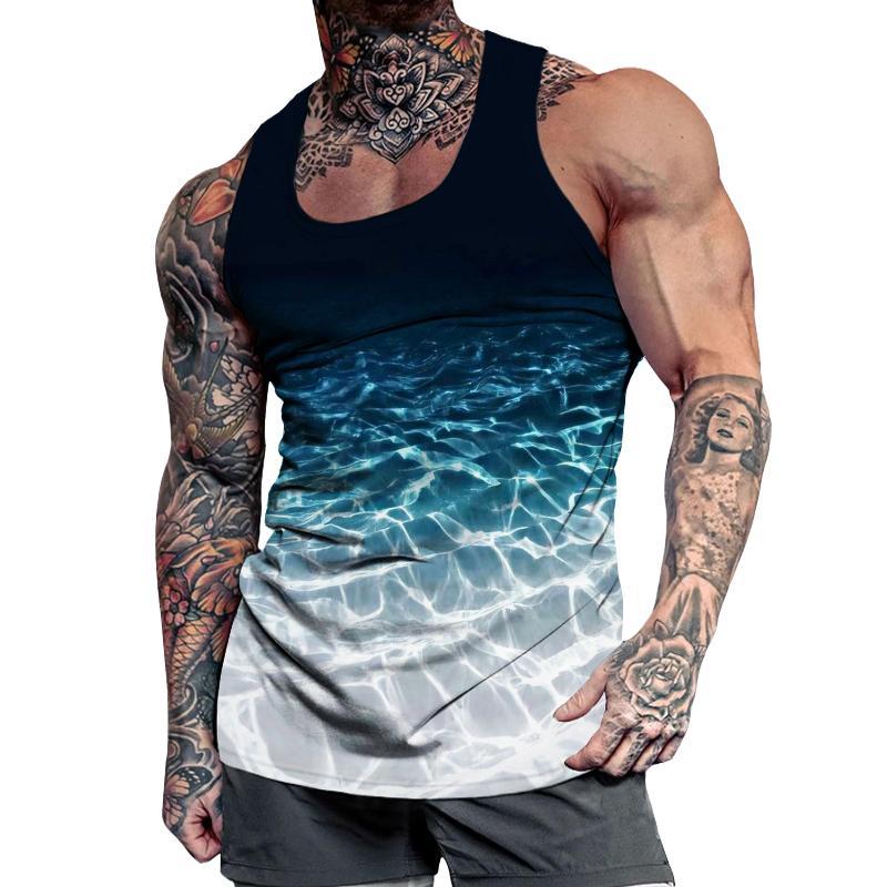 Lässiges Tanktop mit Farbverlauf und Wellenripple für Herren 
