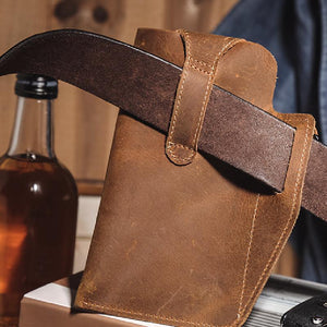 Riñonera de cuero estilo retro informal para teléfono móvil para hombre