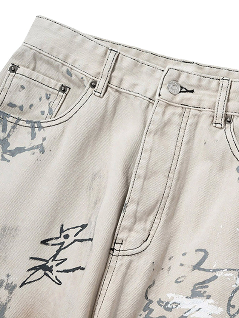 Hand-painted Graffiti Baggy Jeans