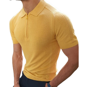 Camiseta de manga corta de punto con cuello polo, informal, de colores brillantes, para hombre