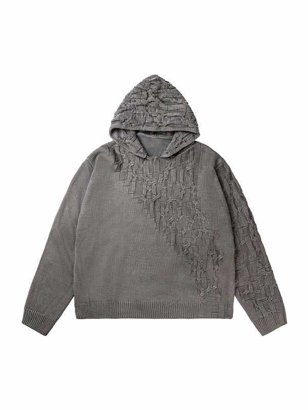 Asymmetric Irregular Knitted Sweater Hoodie