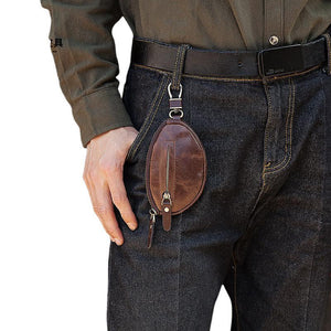 Cartera clásica de piel de vaca con cremallera para llaves de coche para hombre