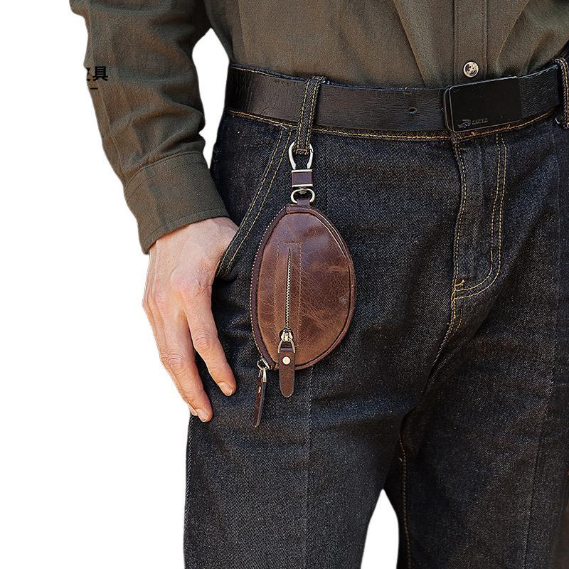 Men's Classic Cowhide Car Key Zipper Wallet