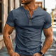 Camiseta Henley con botones lisos para hombre
