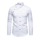 Men's Casual Lapel Slanted Placket Asymmetric Slim Fit Long Sleeve Shirt