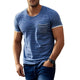 Camiseta informal de algodón de manga corta con cuello redondo y bolsillo para hombre