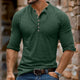 Camiseta informal de manga larga con cuello henley y múltiples botones para hombre