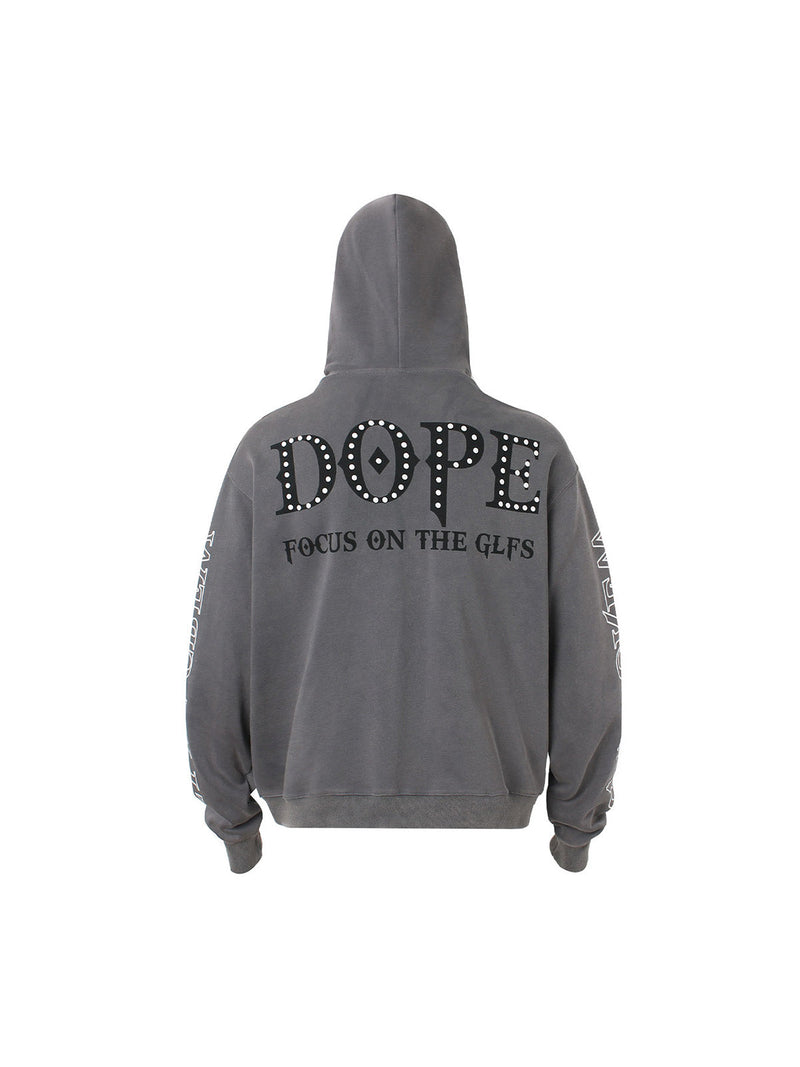 Rivet-adorned Graphic Hoodies