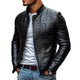 Men's Fashion Crocodile Leather Stand Collar Single Breasted Slim Fit Jacket