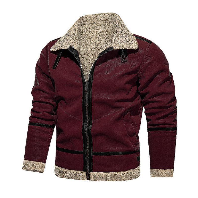 Men's Vintage Suede Lambswool Warm Lapel Zipper Loose Jacket